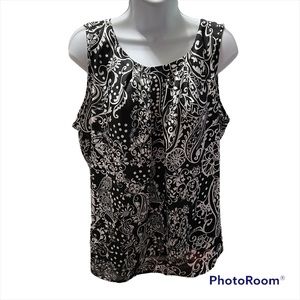 Notations Black White Pattern Tank Lightweight Size Large
